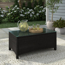 Alvory 3-Piece Rattan Loveseats w/ Rectangular Coffee Table