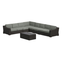 Portland 7-Piece Rattan Sectional w/ Rectangular Coffee Table