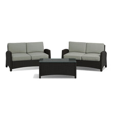 Alvory 3-Piece Rattan Loveseats w/ Rectangular Coffee Table