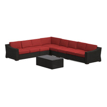 Portland 7-Piece Rattan Sectional w/ Rectangular Coffee Table