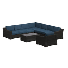 Portland 7-Piece Rattan Sectional and Arm Chair w/ Rectangular Coffee Table