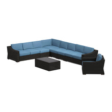 Portland 8-Piece Rattan Sectional and Arm Chair w/ Rectangular Coffee Table