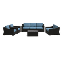 Portland 5-Piece Rattan Sofa, Loveseat and Arm Chairs w/ Square Coffee Table
