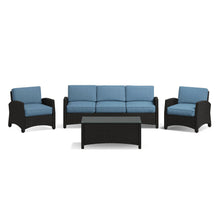 Alvory 4-Piece Rattan Sofa and Arm Chair Set w/ Rectangular Coffee Table