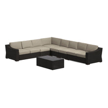 Portland 7-Piece Rattan Sectional w/ Rectangular Coffee Table