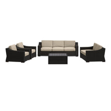 Portland 5-Piece Rattan Sofa, Loveseat and Arm Chairs w/ Square Coffee Table