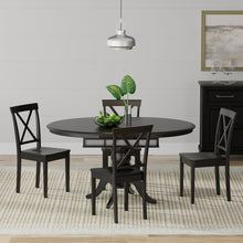 Oval Butterfly Leaf Solid Wood Table Dining Set with X-Back Chairs