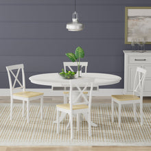 Oval Butterfly Leaf Solid Wood Table Dining Set with X-Back Chairs