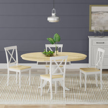 Oval Butterfly Leaf Solid Wood Table Dining Set with X-Back Chairs