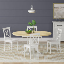 Oval Butterfly Leaf Solid Wood Table Dining Set with X-Back Chairs