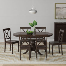 Oval Butterfly Leaf Solid Wood Table Dining Set with X-Back Chairs