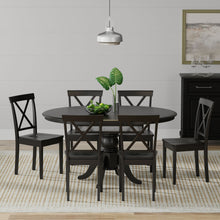 Oval Butterfly Leaf Solid Wood Table Dining Set with X-Back Chairs