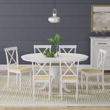 Oval Butterfly Leaf Solid Wood Table Dining Set with X-Back Chairs