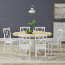 Oval Butterfly Leaf Solid Wood Table Dining Set with X-Back Chairs