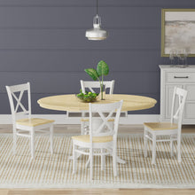 Oval Butterfly Leaf Solid Wood Table Dining Set with Cross Back Chairs