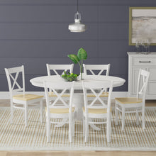 Oval Butterfly Leaf Solid Wood Table Dining Set with Cross Back Chairs