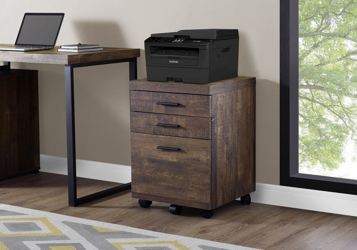 3 Drawer File Cabinet - Filing Cabinet (Brown)