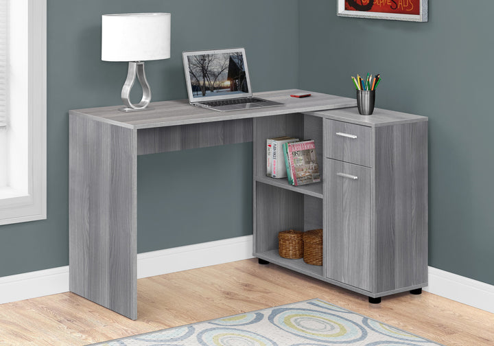 Workstation with Storage Shelves and Cabinet for Home & Office-Contemporary Style L Shaped Computer Desk, 46