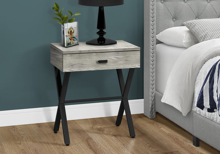Reclaimed Grey and Black Metal Night Stand Accent Table, 22.00 x 12.00 x 18.00