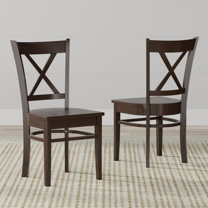 Cross Back Solid Wood Dining Chair (Set of 2)