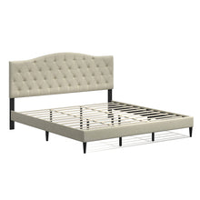 Oros Upholstered Platform Bed Frame / Tufted Camelback / Mattress Foundation / Wood Slat Support / No Box Spring Needed / Easy Assembly