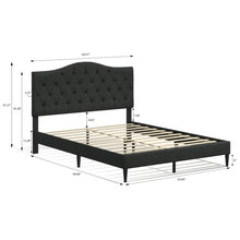 Oros Upholstered Platform Bed Frame / Tufted Camelback / Mattress Foundation / Wood Slat Support / No Box Spring Needed / Easy Assembly