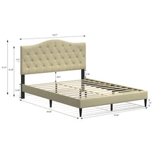 Oros Upholstered Platform Bed Frame / Tufted Camelback / Mattress Foundation / Wood Slat Support / No Box Spring Needed / Easy Assembly