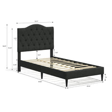 Oros Upholstered Platform Bed Frame / Tufted Camelback / Mattress Foundation / Wood Slat Support / No Box Spring Needed / Easy Assembly