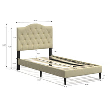 Oros Upholstered Platform Bed Frame / Tufted Camelback / Mattress Foundation / Wood Slat Support / No Box Spring Needed / Easy Assembly