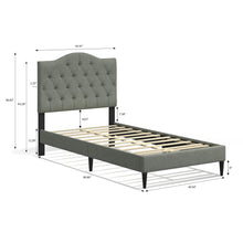 Oros Upholstered Platform Bed Frame / Tufted Camelback / Mattress Foundation / Wood Slat Support / No Box Spring Needed / Easy Assembly