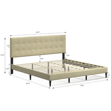 Kaya Upholstered Platform Bed Frame / Buttonless Tufting / Mattress Foundation / Wood Slat Support / No Box Spring Needed / Easy Assembly