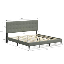 Kaya Upholstered Platform Bed Frame / Buttonless Tufting / Mattress Foundation / Wood Slat Support / No Box Spring Needed / Easy Assembly