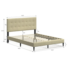 Kaya Upholstered Platform Bed Frame / Buttonless Tufting / Mattress Foundation / Wood Slat Support / No Box Spring Needed / Easy Assembly