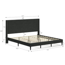 MCM Upholstered Platform Bed Frame / Nailhead Trim Button Tufted MCM Wingback / Mattress Foundation / No Box Spring Needed / Easy Assembly