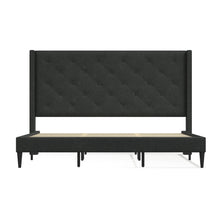 Huppe Upholstered Platform Bed Frame / Button Tufted MCM Wingback / Mattress Foundation / No Box Spring Needed / Easy Assembly