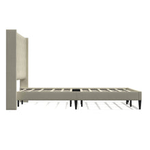 Huppe Upholstered Platform Bed Frame / Button Tufted MCM Wingback / Mattress Foundation / No Box Spring Needed / Easy Assembly