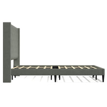 Huppe Upholstered Platform Bed Frame / Button Tufted MCM Wingback / Mattress Foundation / No Box Spring Needed / Easy Assembly