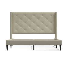 Huppe Upholstered Platform Bed Frame / Button Tufted MCM Wingback / Mattress Foundation / No Box Spring Needed / Easy Assembly