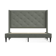 Huppe Upholstered Platform Bed Frame / Button Tufted MCM Wingback / Mattress Foundation / No Box Spring Needed / Easy Assembly