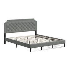 Curta Upholstered Platform Bed / Clipped Nailhead Trim with Button Tufting / Mattress Foundation / No Box Spring / Easy Assembly