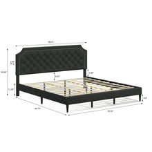 Curta Upholstered Platform Bed / Clipped Nailhead Trim with Button Tufting / Mattress Foundation / No Box Spring / Easy Assembly