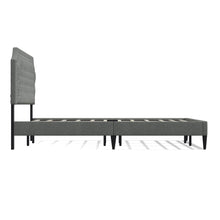 Curta Upholstered Platform Bed / Clipped Nailhead Trim with Button Tufting / Mattress Foundation / No Box Spring / Easy Assembly
