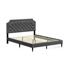 Curta Upholstered Platform Bed / Clipped Nailhead Trim with Button Tufting / Mattress Foundation / No Box Spring / Easy Assembly