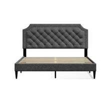 Curta Upholstered Platform Bed / Clipped Nailhead Trim with Button Tufting / Mattress Foundation / No Box Spring / Easy Assembly