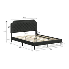 Curta Upholstered Platform Bed / Clipped Nailhead Trim with Button Tufting / Mattress Foundation / No Box Spring / Easy Assembly